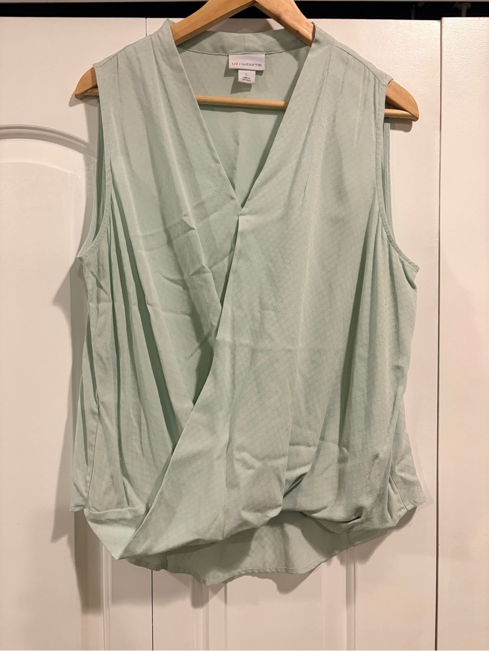 Liz Claiborne Sleeveless Mint Wrap-Front Camisole